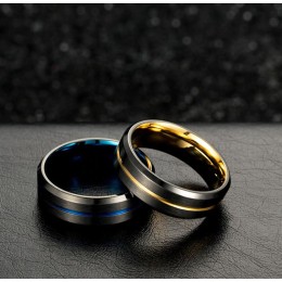 Sõrmus - must kullatud triibuga